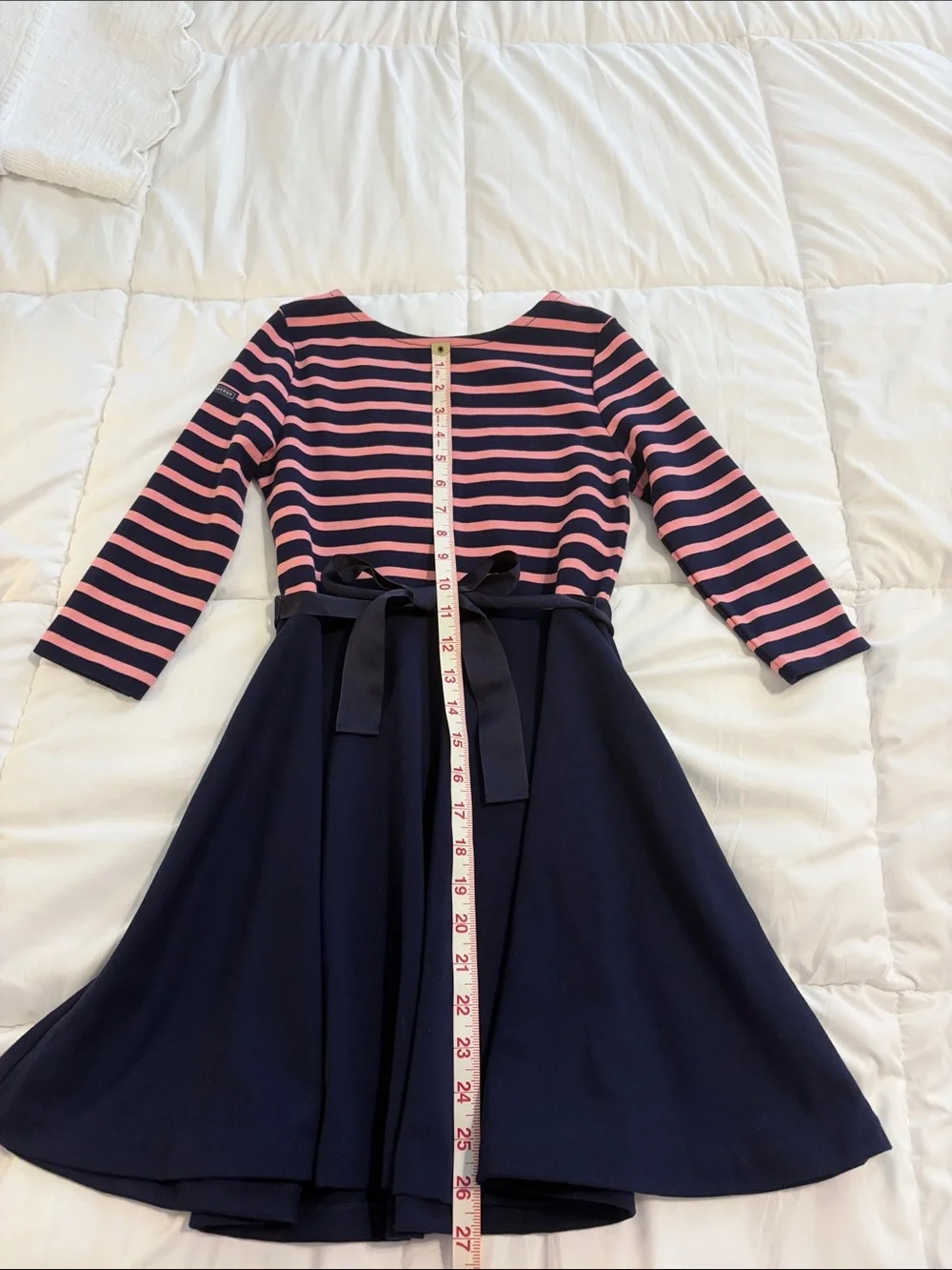 Polo Ralph Lauren navy and pink striped dress with front tie - Size M (8-10)